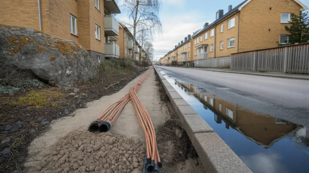 schakt och f rl ggning av fiberkanalisation i bollmora tyres