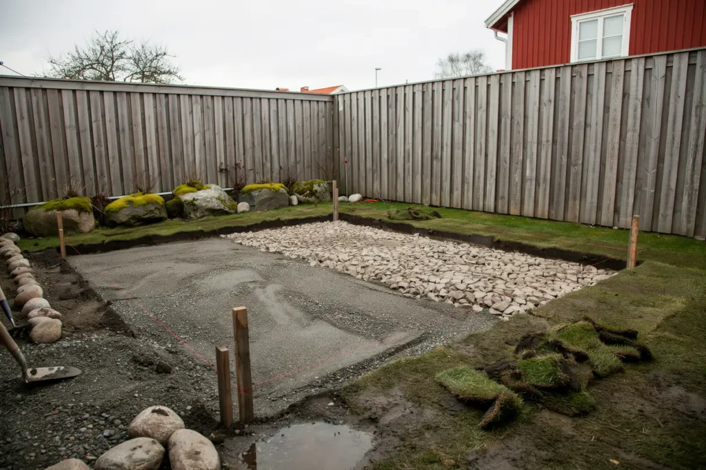 f rarbete f r altan p mark r tt schakt dr nering och b rlager f r en stabil grund